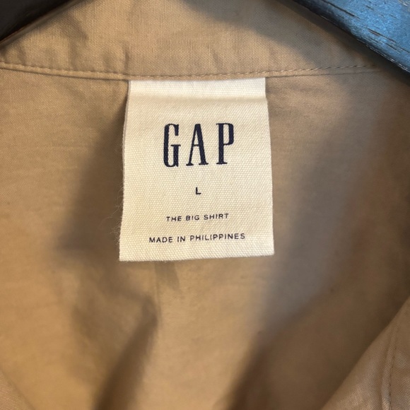 Gap The Big Shirt in Tan Oversized Button Down, L - Picture 5 of 7